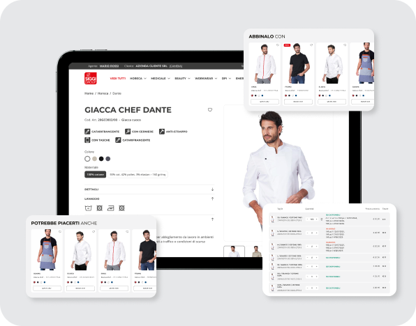 Catalogo prodotti e-commerce con schede prodotto e quick add